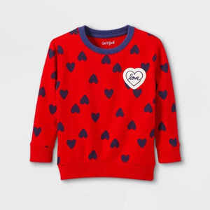 Cat and Jack Unisex Hearts Sweater | 2T